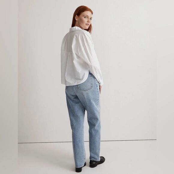 Madewell NWT Signature Poplin Hartfield Crop Shirt Cotton Size Large in Eyelet - Picture 4 of 8